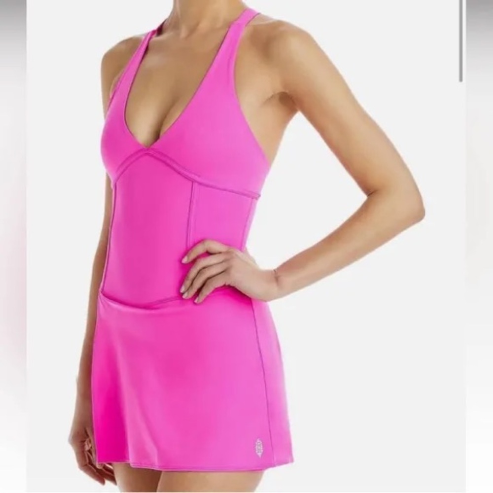 Free people movement drop shot skortsie pink active dress